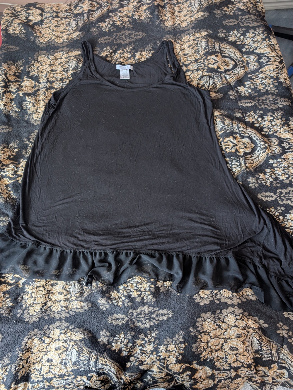 Addition Elle Black Ruffle-Hem Dress